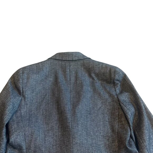 Theory Button-Down Blazer Jacket Black Grey Pockets Fitted Wool Size 4 Women's - Picture 8 of 12